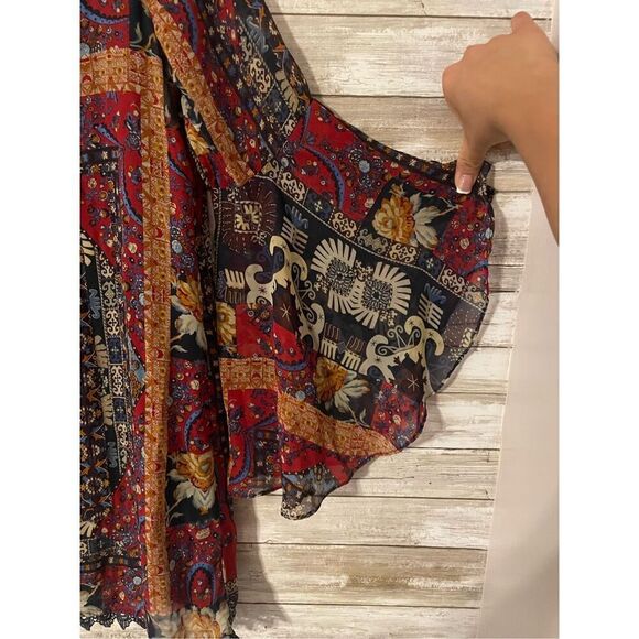 Altar’d State Tunic Shirt Dress Bell Sleeve Sheer Size Medium Multicolor - Picture 5 of 5
